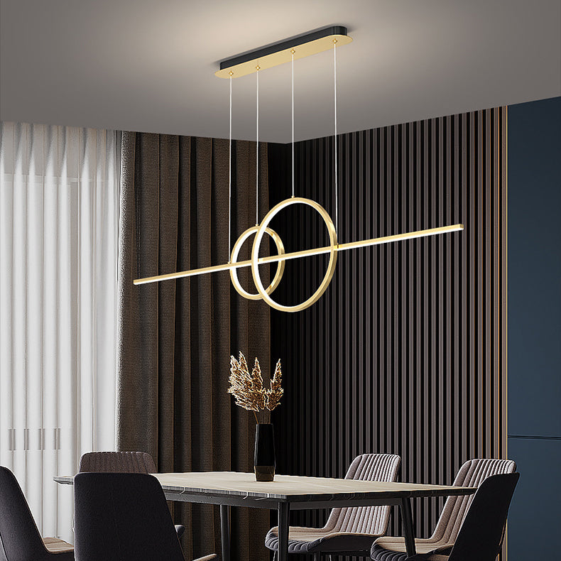 Metal 3-Light Pendant Light in Modern Minimalist Linear LED Silicone Island Light