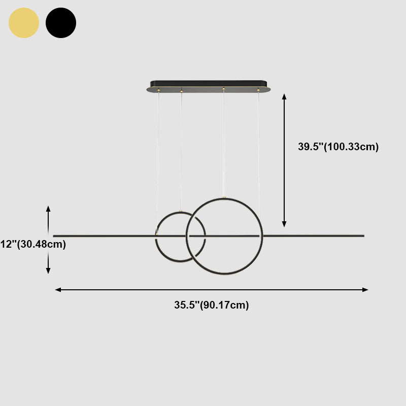 Metal 3-Light Pendant Light in Modern Minimalist Linear LED Silicone Island Light