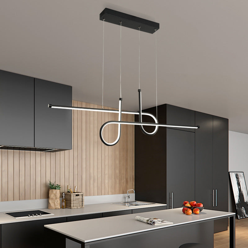 Modern Simplicity LED Island Light Linear 2-Light Pendant Light with Silicone Shade