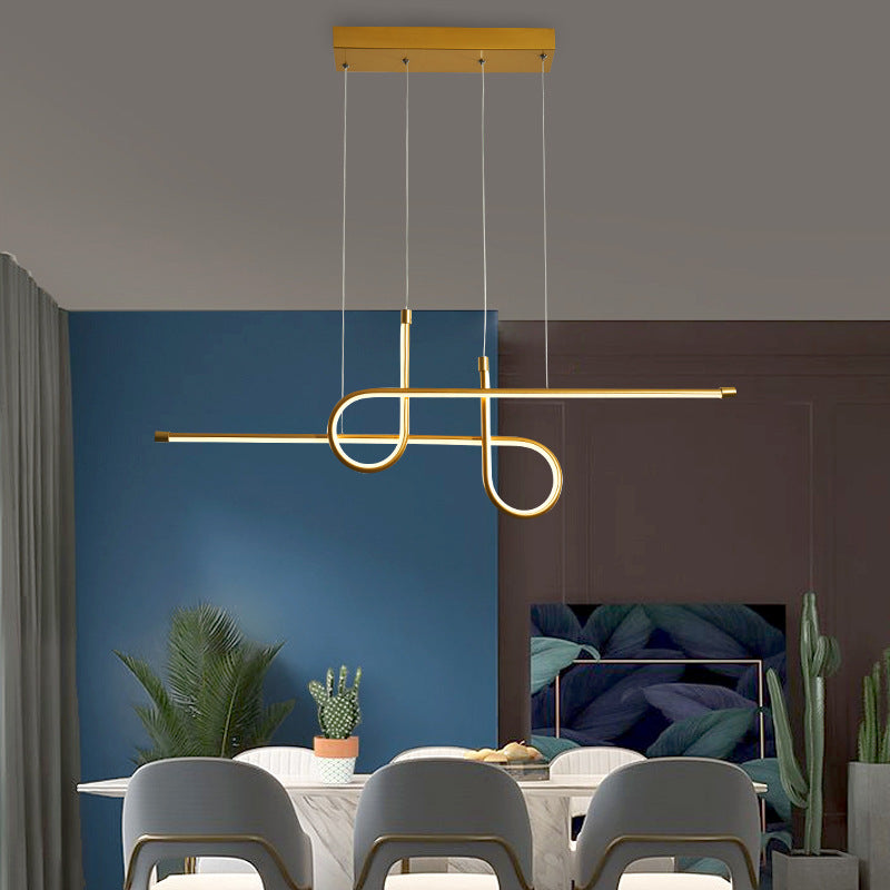 Modern Simplicity LED Island Light Linear 2-Light Pendant Light with Silicone Shade