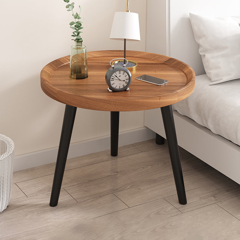 Modern Imitatoon Wood Bed Nightstand Round 18 Inch H Night Table with Legs