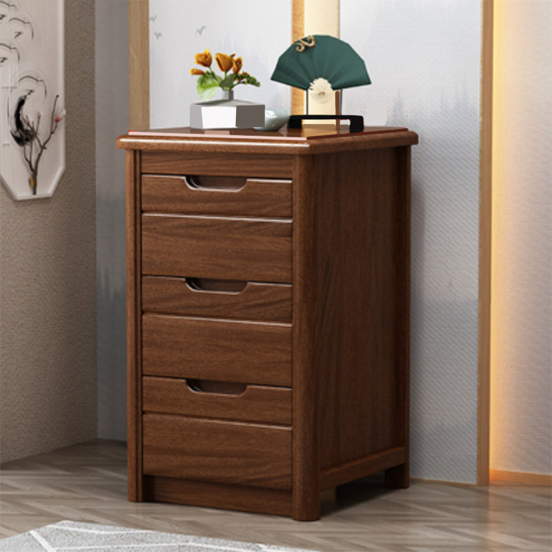 27 Inch H Nightstand Modern Solid Wood 3-Drawer Night Table in Brown