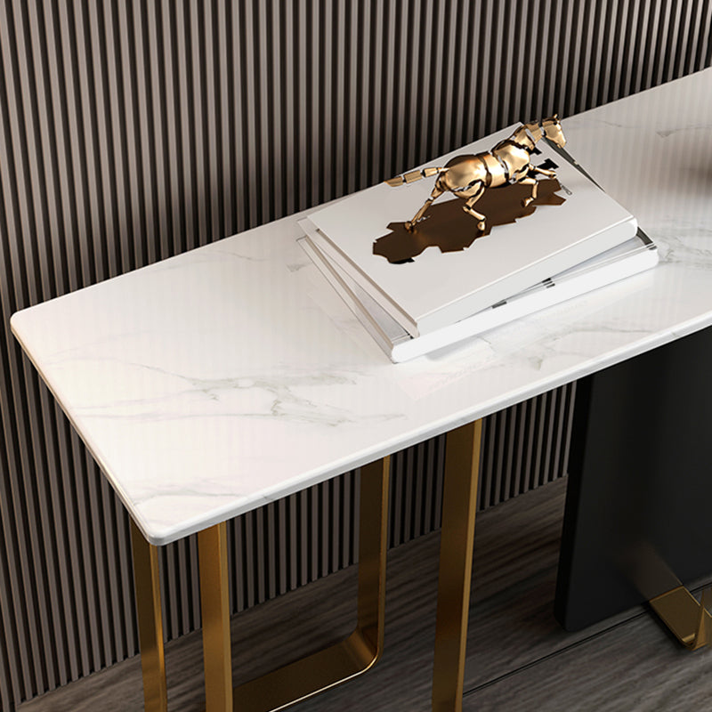 Glam Marble Rectangle Console Table Stain Resistant Scratch Resistant Console