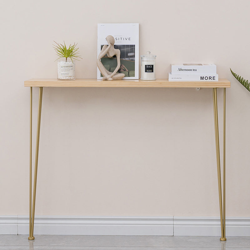 Mid-Century Modern Sofa Table 31.5" H Solid Wood Top Console Table with Metal  Legs