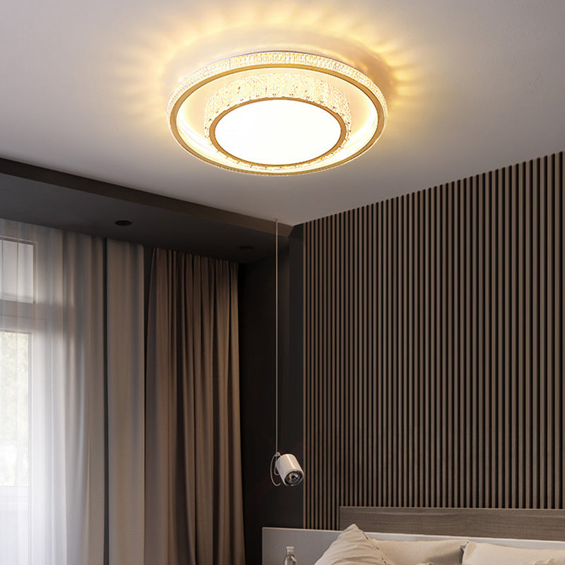 Contemporary Crystal Ceiling Light Multi-Layer LED Flush Mount Light for Living Room