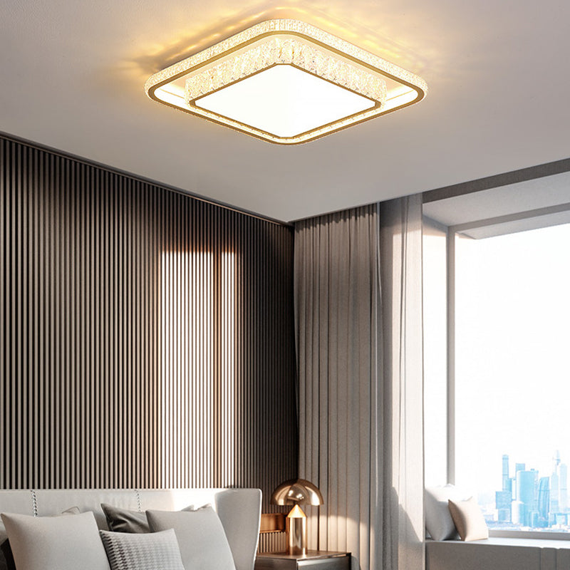 Contemporary Crystal Ceiling Light Multi-Layer LED Flush Mount Light for Living Room