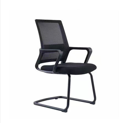 Fixed Arms Black Swivel Chair Mid-back Chair Soft Executive Office Chair