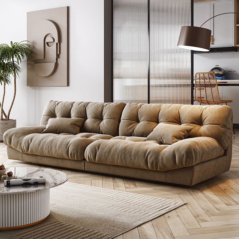 Contemporary Armless Settee Tufted Split-Back Living Room Sofa