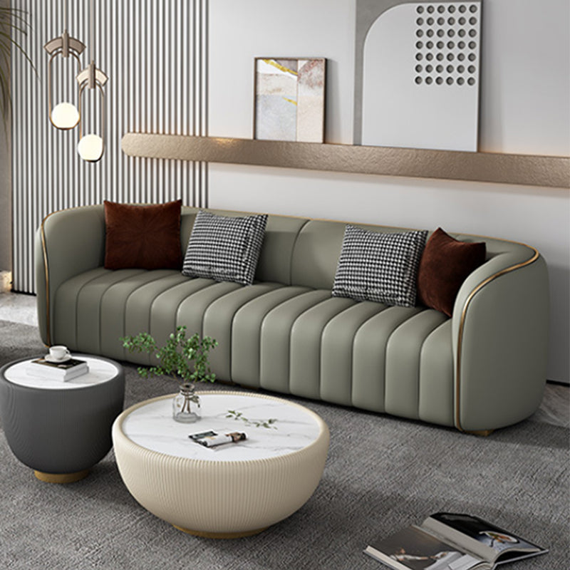 Modern Style Leather Sofa Living Room Tuxedo Arm Sofa Tight Back Seating