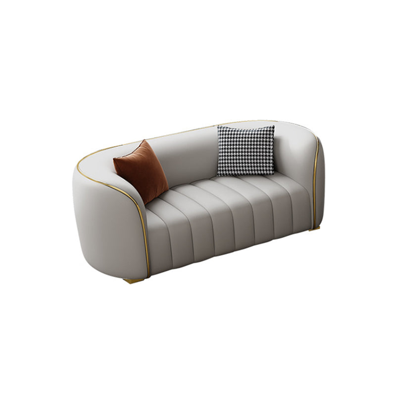 Modern Style Leather Sofa Living Room Tuxedo Arm Sofa Tight Back Seating