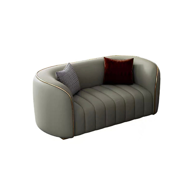 Modern Style Leather Sofa Living Room Tuxedo Arm Sofa Tight Back Seating