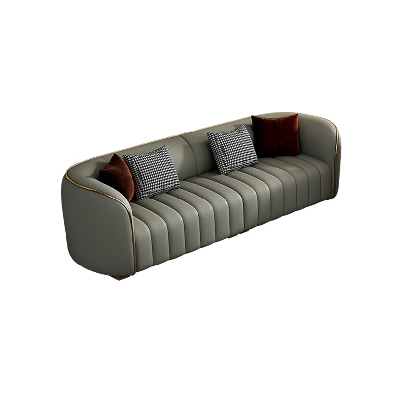 Modern Style Leather Sofa Living Room Tuxedo Arm Sofa Tight Back Seating