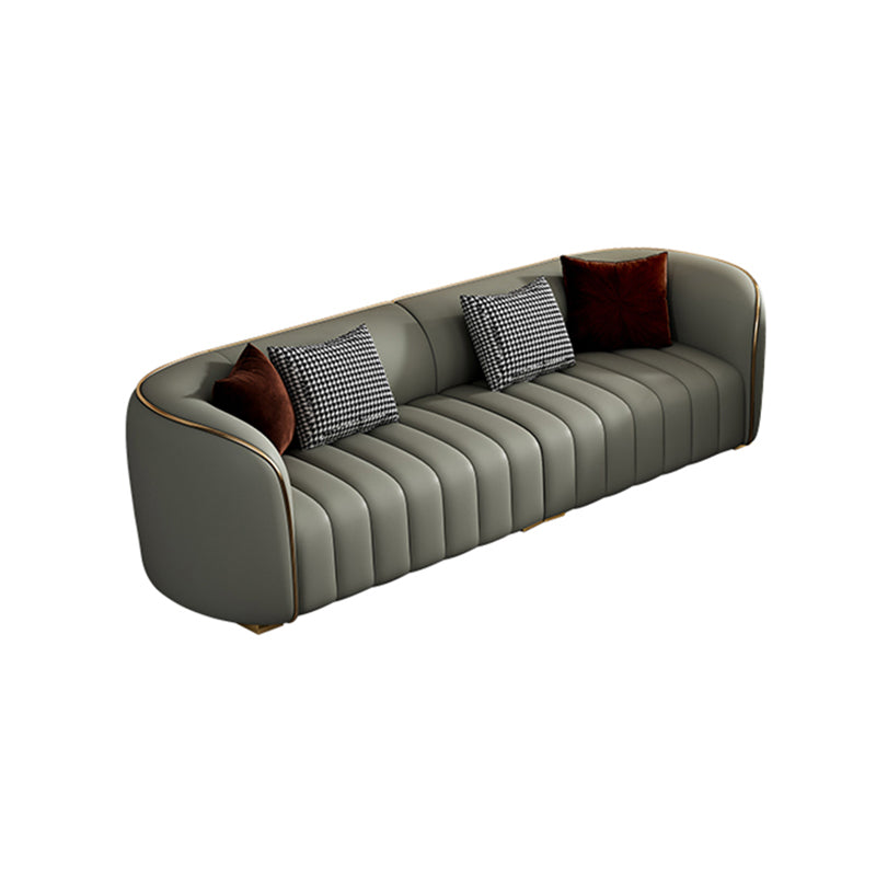 Modern Style Leather Sofa Living Room Tuxedo Arm Sofa Tight Back Seating