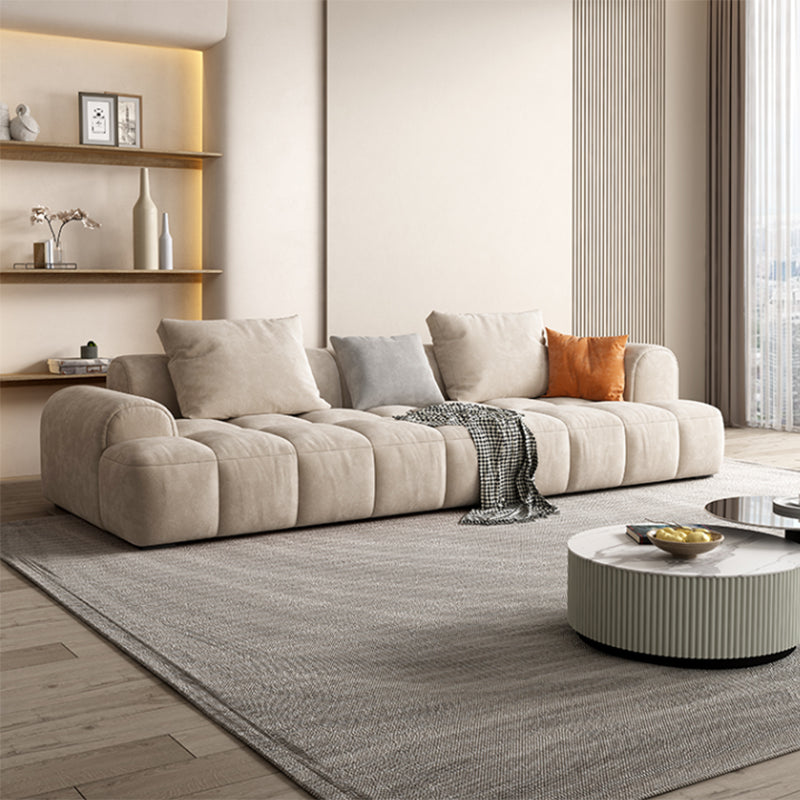 Modern Style Sofa Suede Material Embedded Armrest Cushion Back Sofa Bed