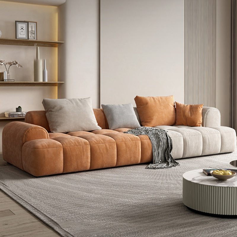 Modern Style Sofa Suede Material Embedded Armrest Cushion Back Sofa Bed