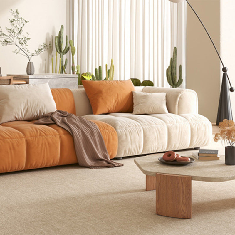 Modern Style Sofa Embedded Armrest Cushion Back Flannelette Material Sofa Bed