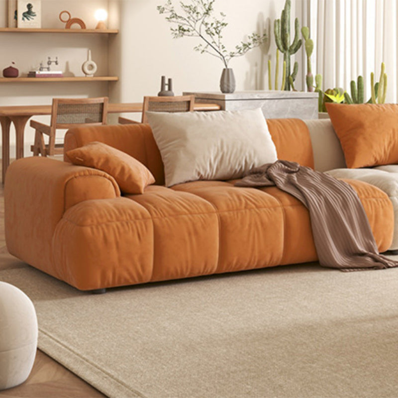 Modern Style Sofa Embedded Armrest Cushion Back Flannelette Material Sofa Bed