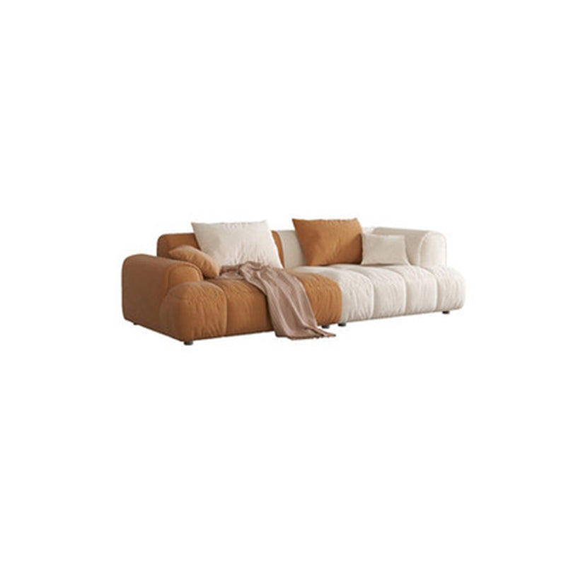 Modern Style Sofa Embedded Armrest Cushion Back Flannelette Material Sofa Bed