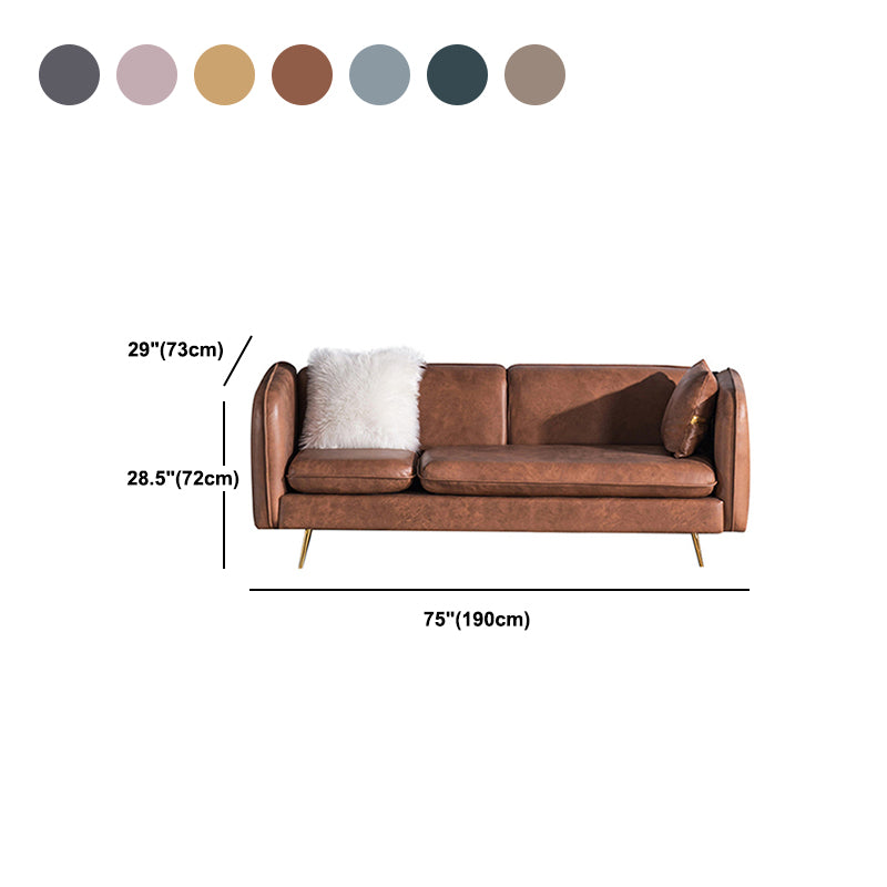 Contemporary 28.3" H Faux Leather Tuxedo Arm Sofa For Living Room
