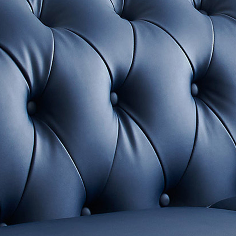 27.6" H Faux Leather Rolled Arm Chesterfield Sofa For Living Room