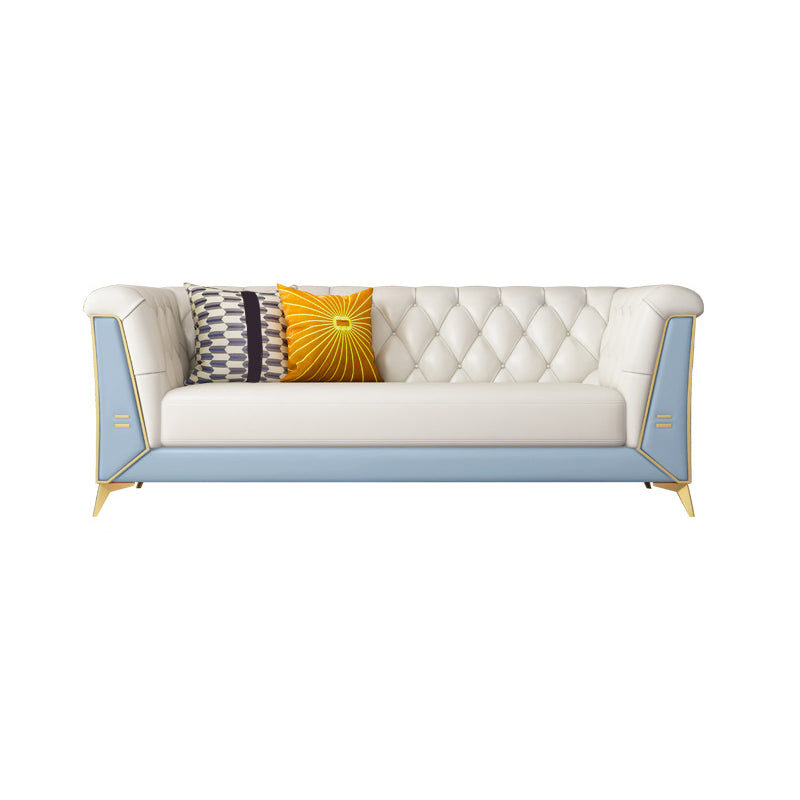 Contemporary 28.7" H Faux Leather Tufted Tuxedo Arm Sofa For Living Room
