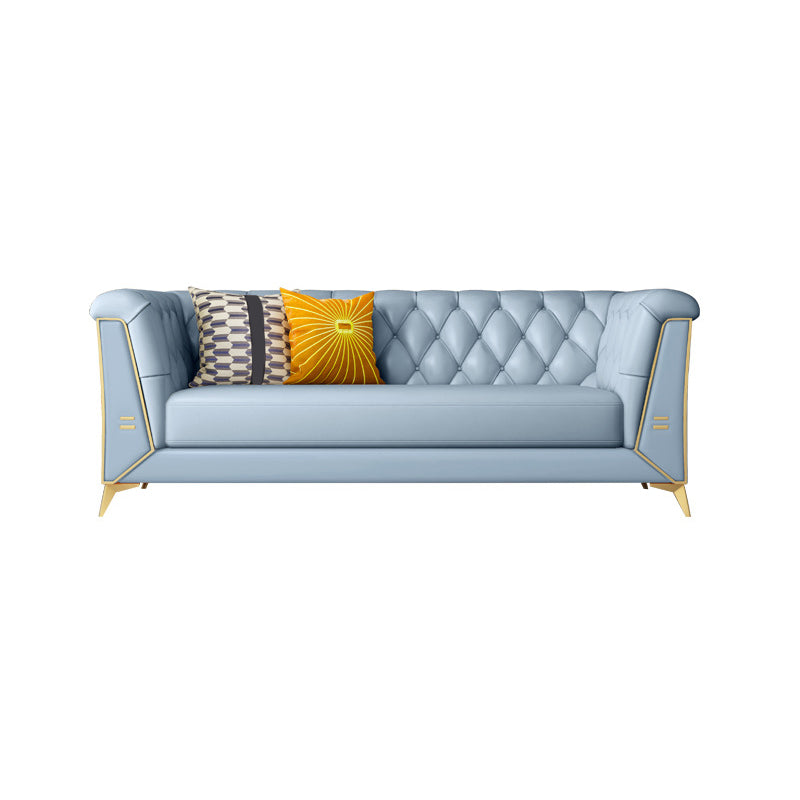 Contemporary 28.7" H Faux Leather Tufted Tuxedo Arm Sofa For Living Room