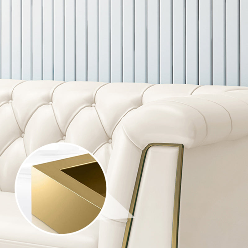Contemporary 28.7" H Faux Leather Tufted Tuxedo Arm Sofa For Living Room