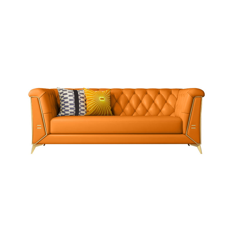 Contemporary 28.7" H Faux Leather Tufted Tuxedo Arm Sofa For Living Room