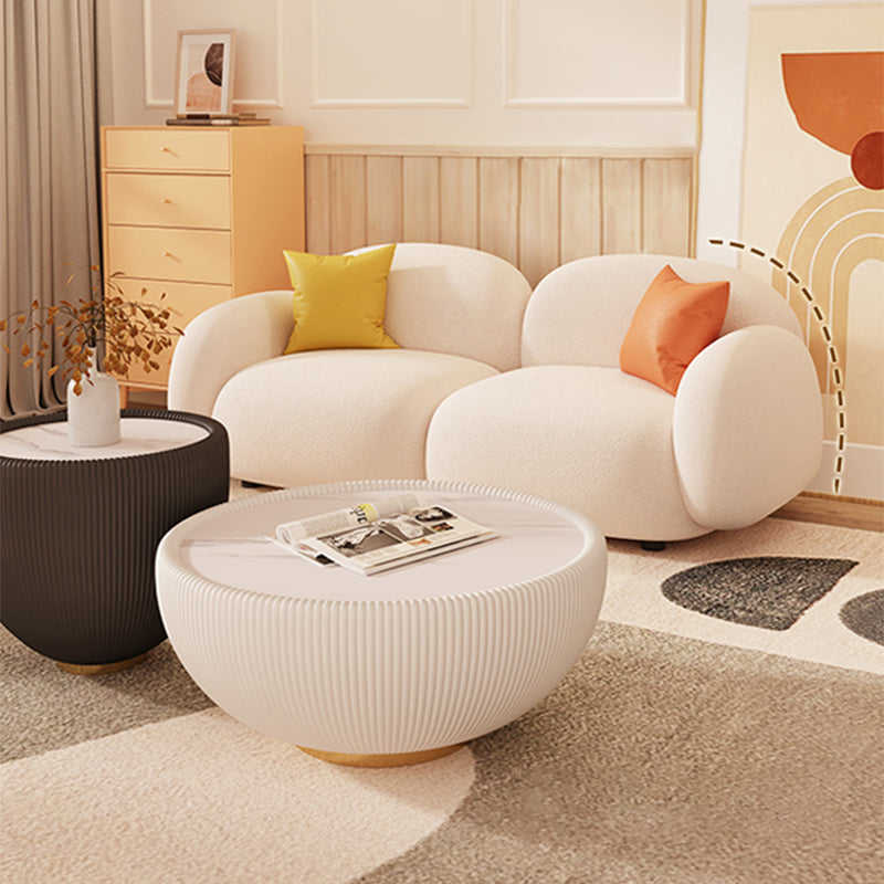 27.5" H Modern Faux Leather/wool Square Arm Sofa For Living Room