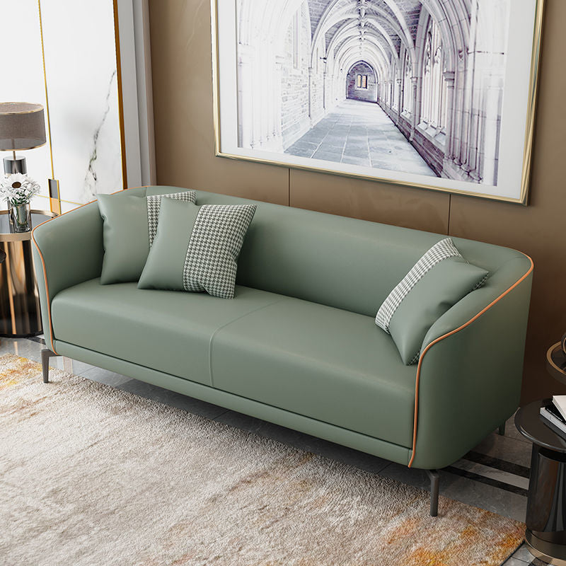Faux Leather Sofa Tuxedo Arm Stain Resistant Sofa 25.59" H for Apartment