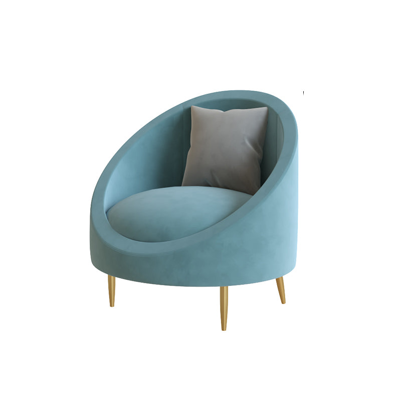 Velvet Contemporary Curved Sofa Sloped Arm Sofa for Living Room