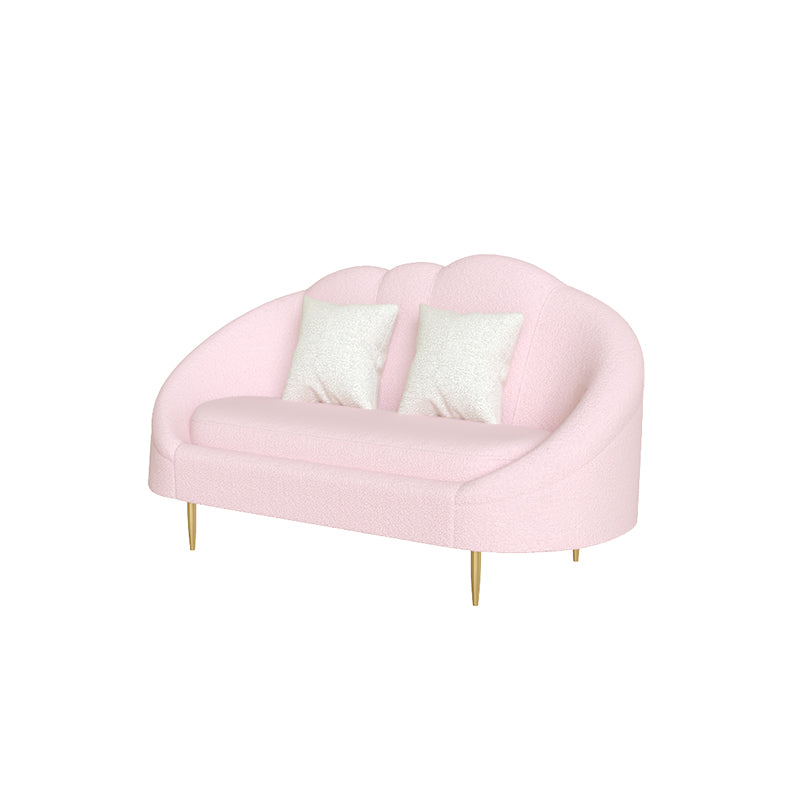 Velvet Contemporary Curved Sofa Sloped Arm Sofa for Living Room