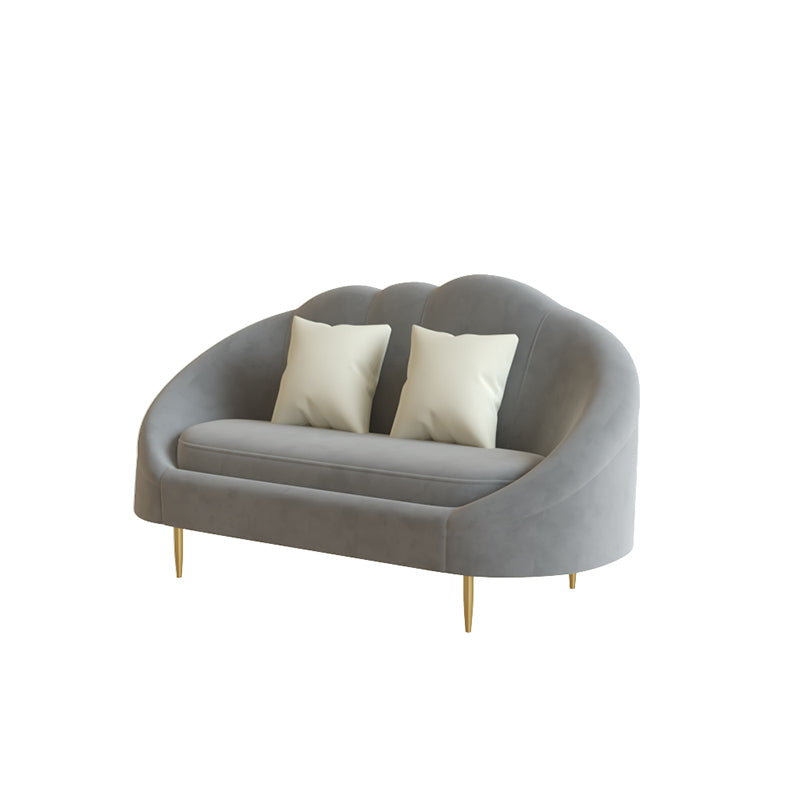 Velvet Contemporary Curved Sofa Sloped Arm Sofa for Living Room