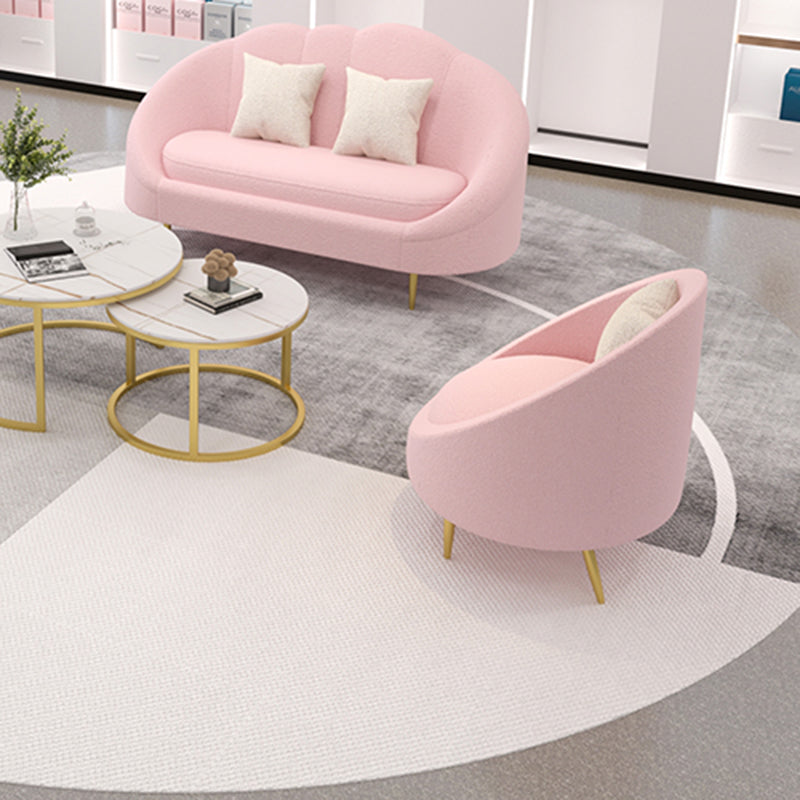 Velvet Contemporary Curved Sofa Sloped Arm Sofa for Living Room
