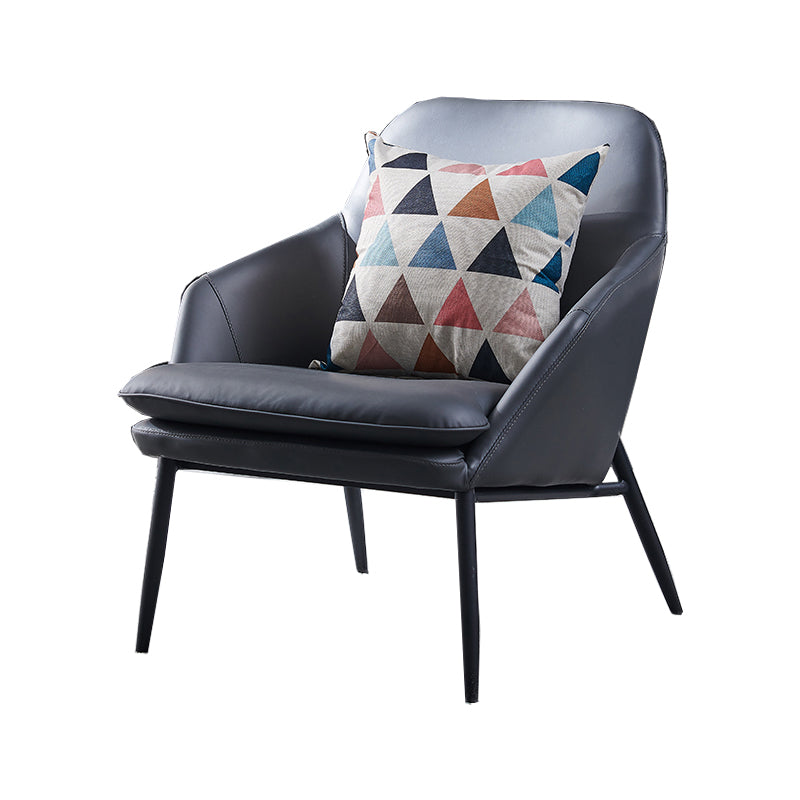 Mid-Century Modern Basic Four Leg Arm Chair Leather Accent Armchair for Living Room