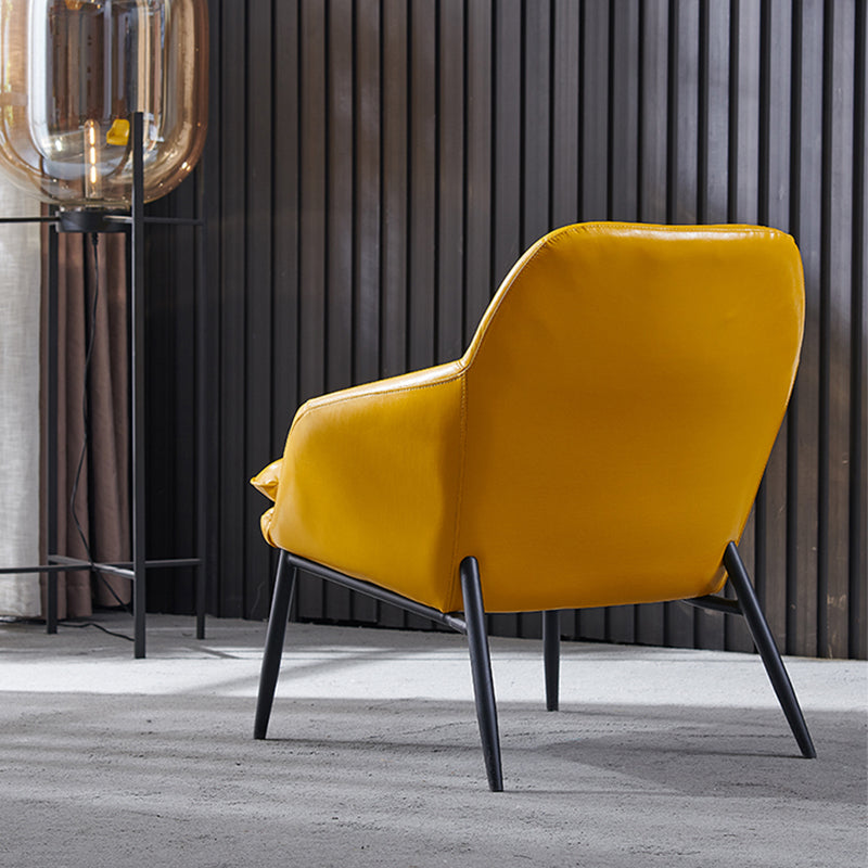 Mid-Century Modern Basic Four Leg Arm Chair Leather Accent Armchair for Living Room