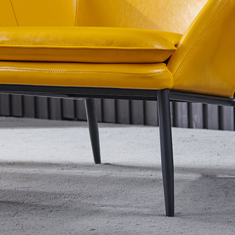 Mid-Century Modern Basic Four Leg Arm Chair Leather Accent Armchair for Living Room