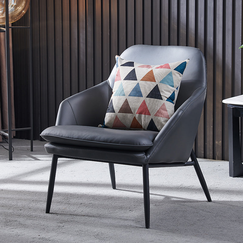 Mid-Century Modern Basic Four Leg Arm Chair Leather Accent Armchair for Living Room