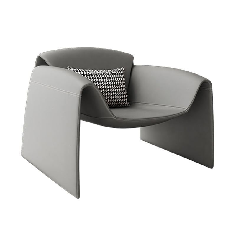 Mid-Century Modern Sled Arm Chair Faux Leather Accent Armchair for Bedroom