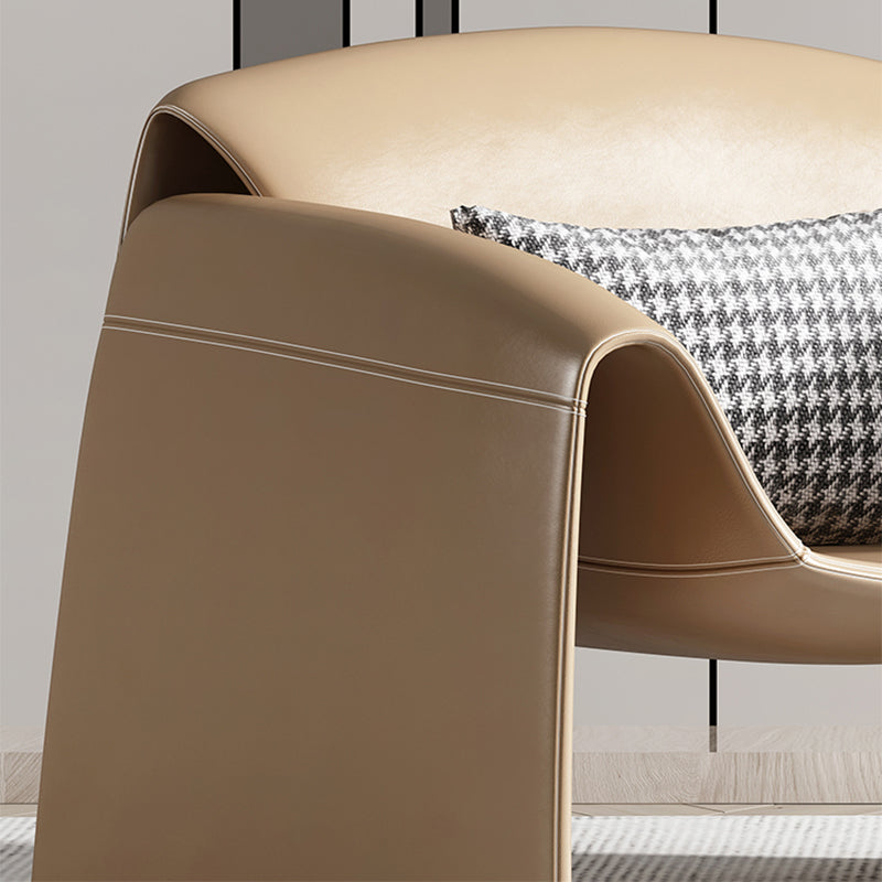 Mid-Century Modern Sled Arm Chair Faux Leather Accent Armchair for Bedroom