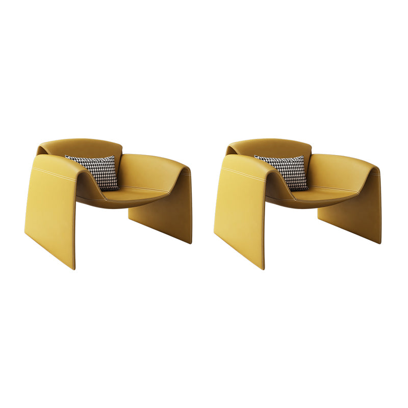 Mid-Century Modern Sled Arm Chair Faux Leather Accent Armchair for Bedroom