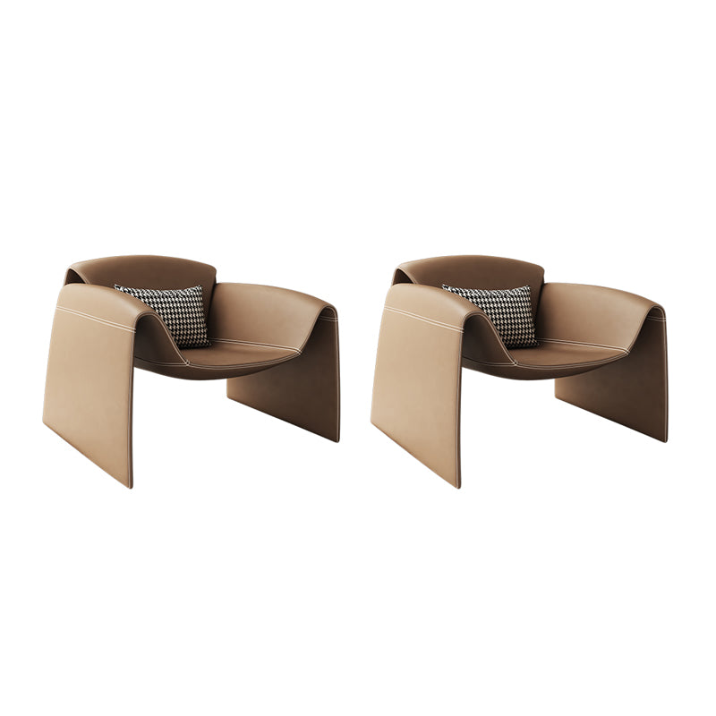 Mid-Century Modern Sled Arm Chair Faux Leather Accent Armchair for Bedroom