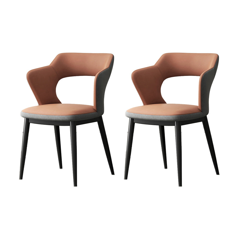 Mid-Century Modern Armless Side Chair Leather Basic Four Leg Side Chair for Bedroom