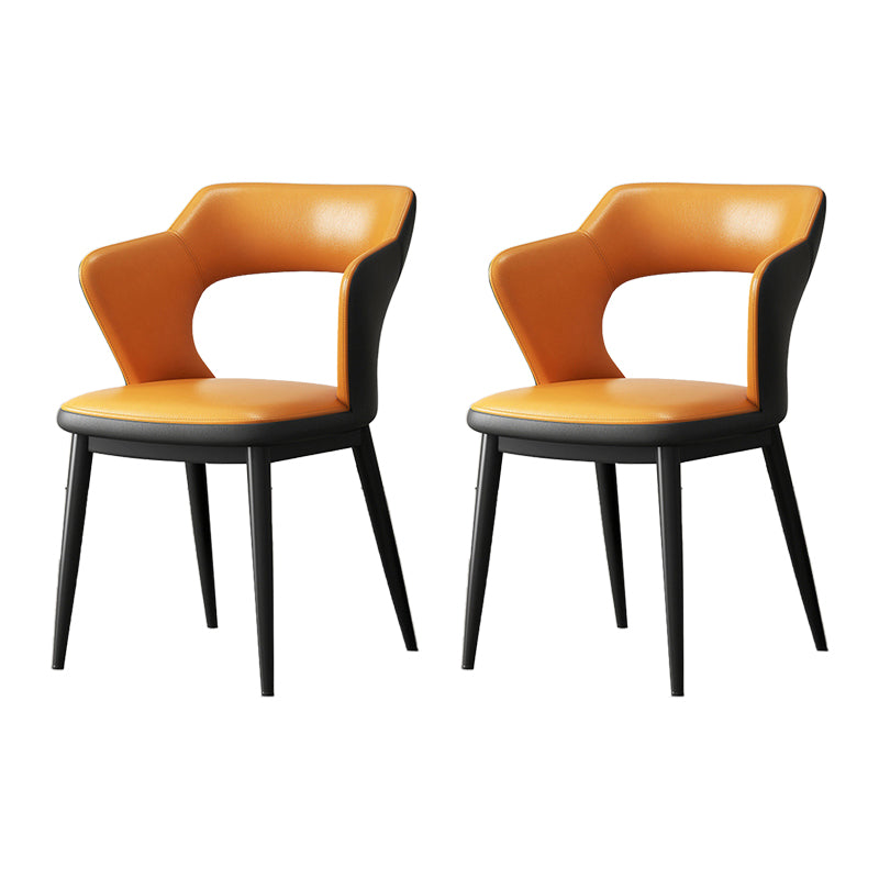 Mid-Century Modern Armless Side Chair Leather Basic Four Leg Side Chair for Bedroom