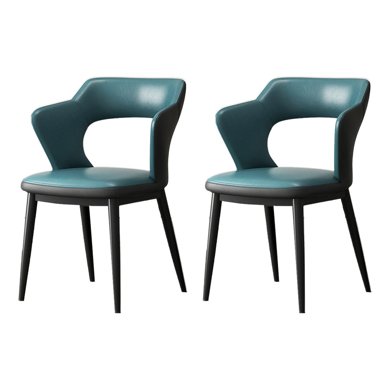 Mid-Century Modern Armless Side Chair Leather Basic Four Leg Side Chair for Bedroom