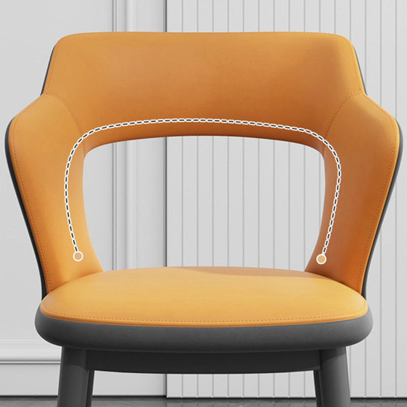 Mid-Century Modern Armless Side Chair Leather Basic Four Leg Side Chair for Bedroom