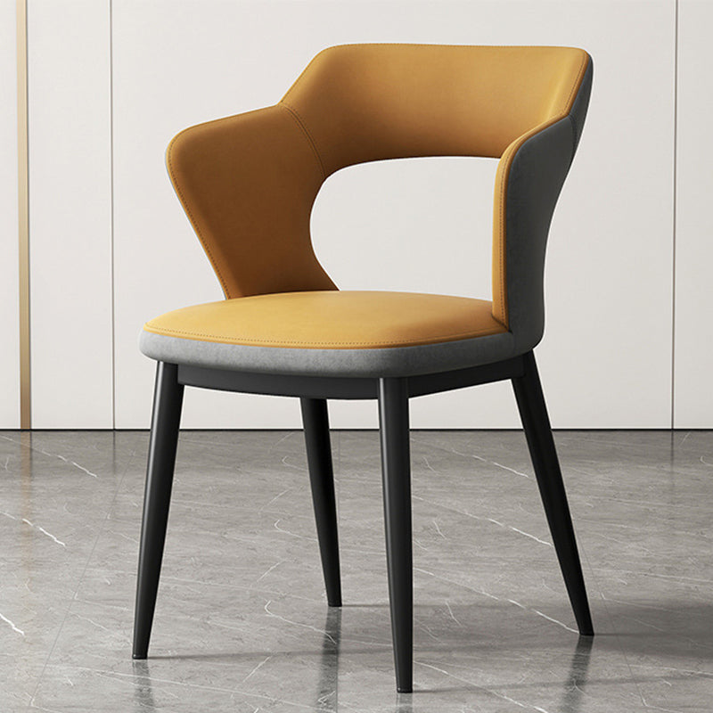 Mid-Century Modern Armless Side Chair Leather Basic Four Leg Side Chair for Bedroom