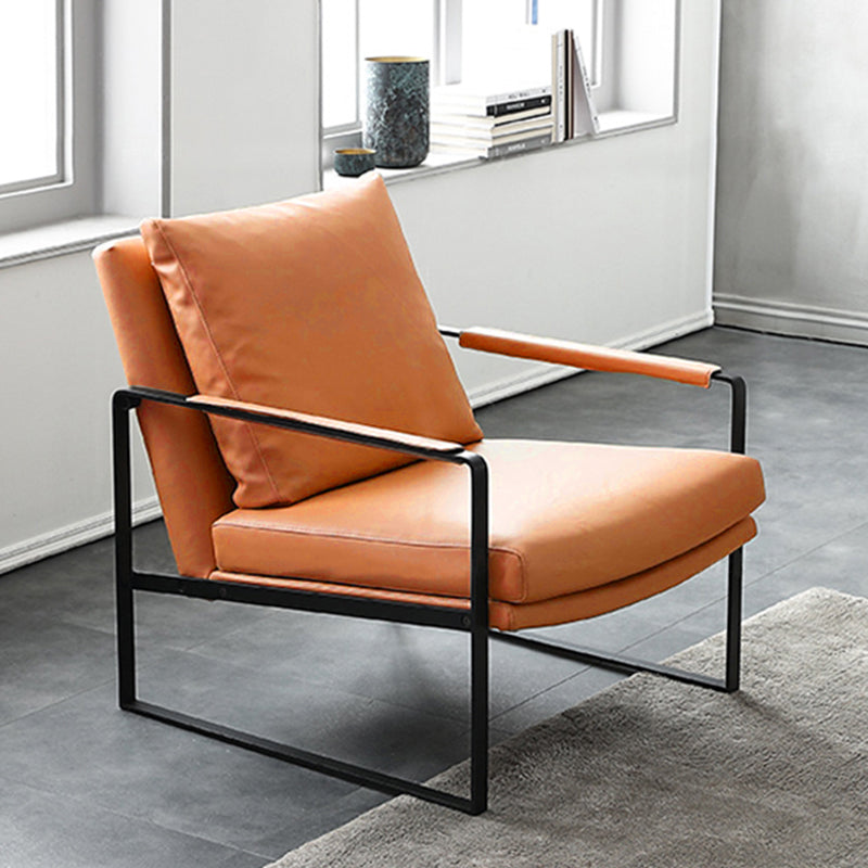 Mid-Century Modern Sled Arm Chair Faux Leather Accent Armchair for Living Room