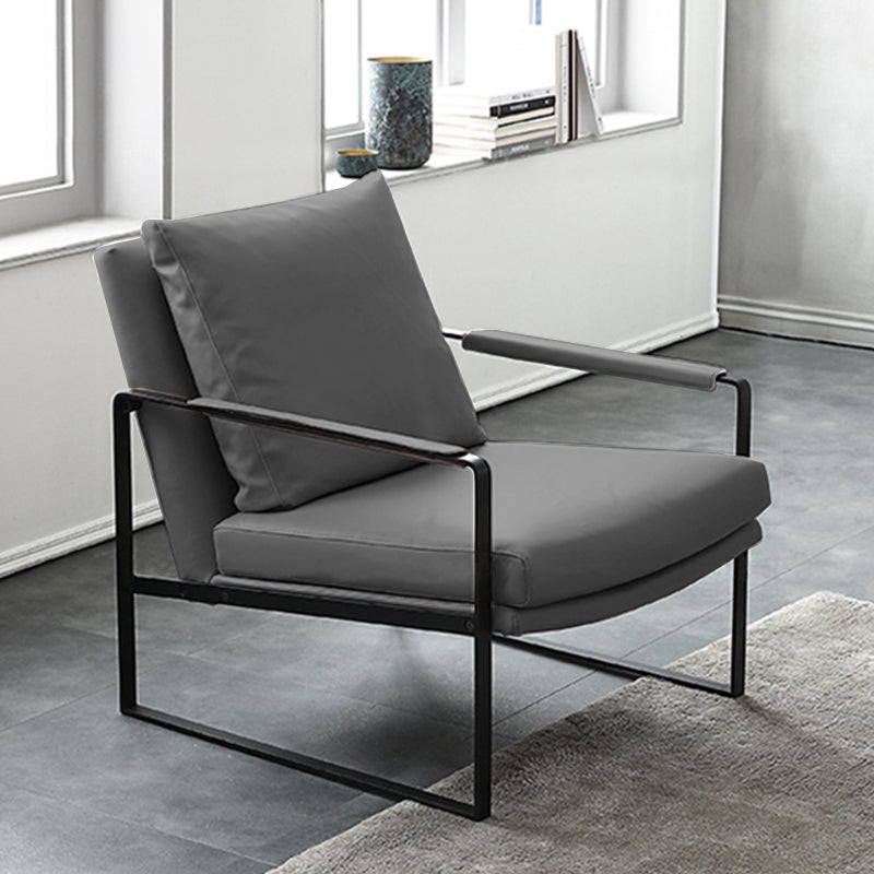 Mid-Century Modern Sled Arm Chair Faux Leather Accent Armchair for Living Room