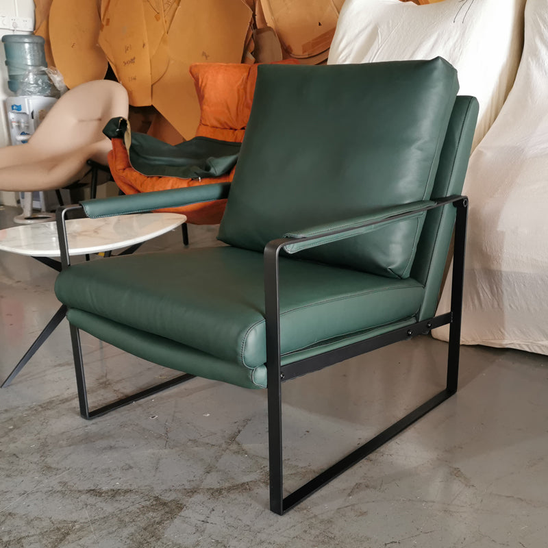 Mid-Century Modern Sled Arm Chair Faux Leather Accent Armchair for Living Room